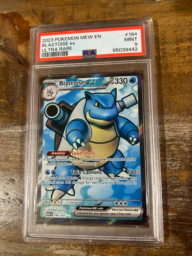 POKEMON 2023 151 Mew En BLASTOISE EX Ultra Rare #184 PSA 9 Mint Full Art 3