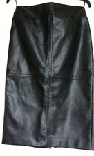 OASIS Black Faux Leather Pencil Skirt UK Size 10 BNWT 