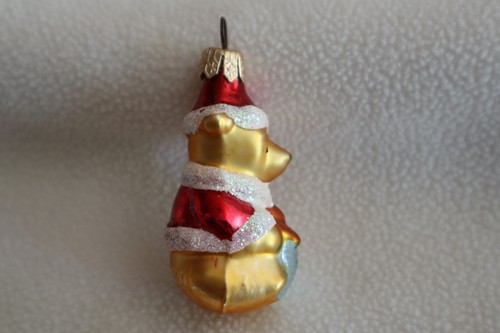Disney Winnie the Pooh Glass Christmas Tree Ornament 3" Santa Outfit Hat Honey - Picture 4 of 10