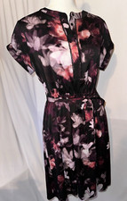 Simply Vera Wang Dress Womens Size M Floral Elastic Waist 1/4 Button Up Pockets