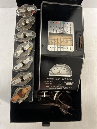Ham Radio Grid-Dip Meter Kit James Millen 90661 lCase w/ 7 Coils Nice 30 Day Ret - Zdjęcie 15 z 23