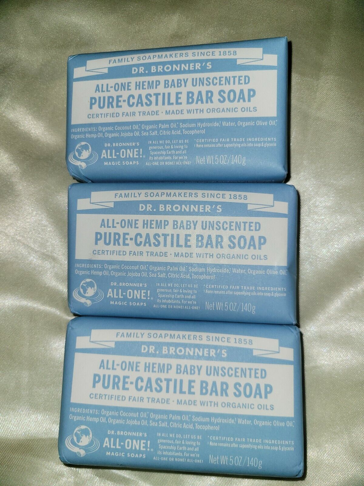 3 Dr. Bronner’s - Pure-Castile Bar Soap Baby Unscented, 5 ounce, 