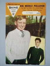 CHILD'S PULLOVER, 2 styles 8/12, 12/16yrs, 8ply - BESTWAY Knitting Pattern 3323