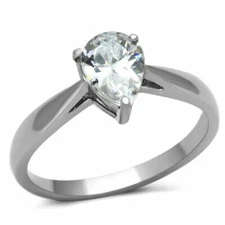 TK994 - High polished (no plating) Stainless Steel Ring with AAA Grade CZ  in