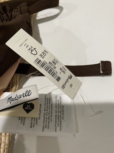Madewell Second Wave Ruched String Bikini Top Size Large Color dark coffee - Picture 5 of 9
