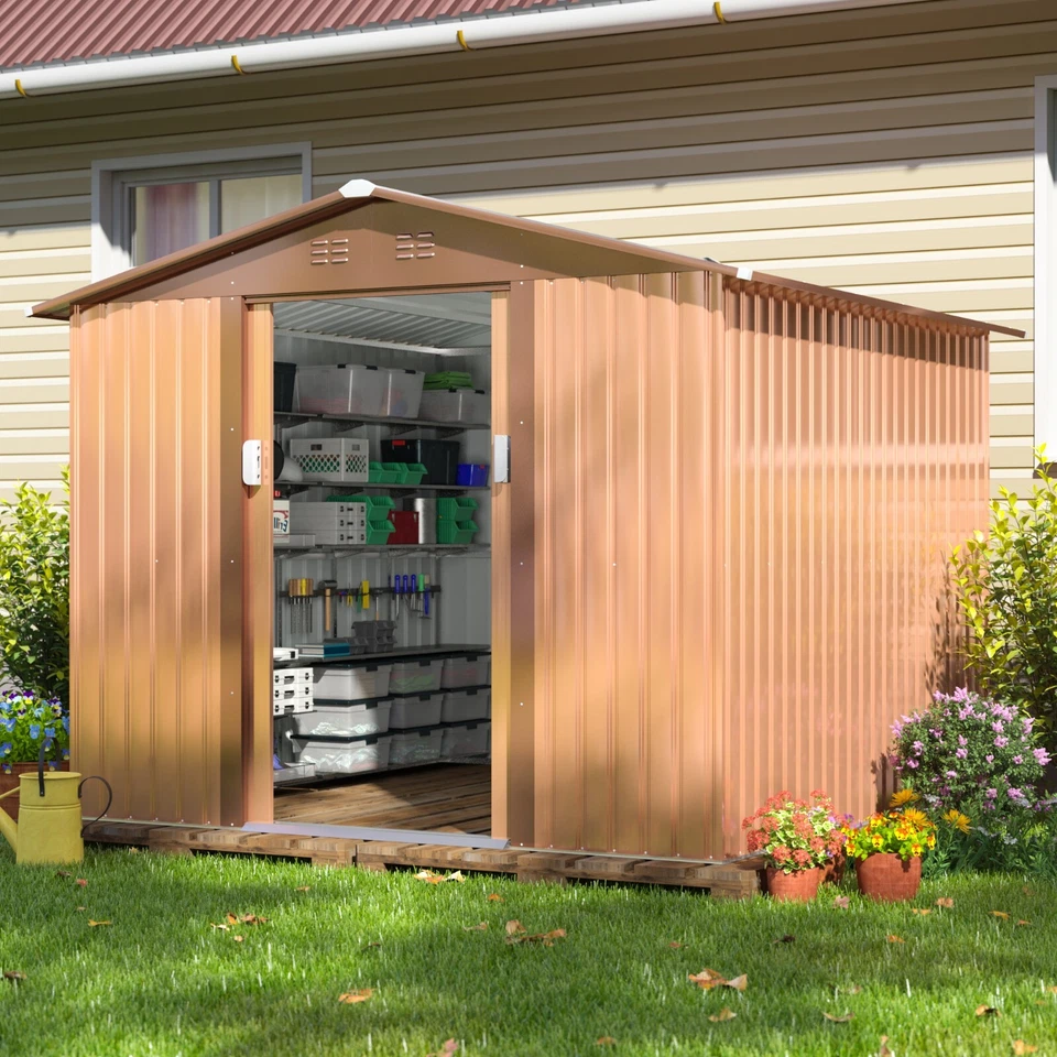 8' x 8' Storage Shed Outdoor Large Backyard Garden Steel Utility Tool Shed - Image 2 of 4