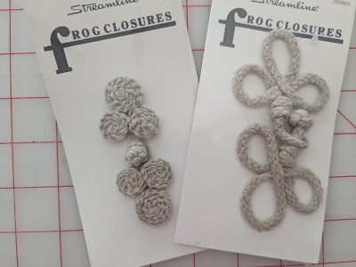 LOT of 2 Cards FROG CLOSURES Beige ''Rope'' 2 Different Styles NEW - FREE SHIPPING