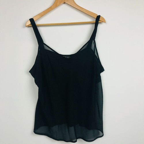 Separates by NYC Designs Damen transparentes Spaghettiträger-Tanktop Trägertop Trägertop schwarz 2X