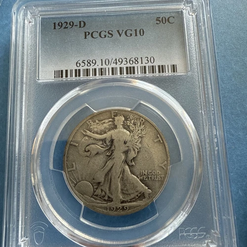 1929-D  Walking Liberty 50 Cent Silver Half Dollar PCGS VG 10