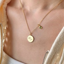 Custom Birth Flower Birthstone Necklace