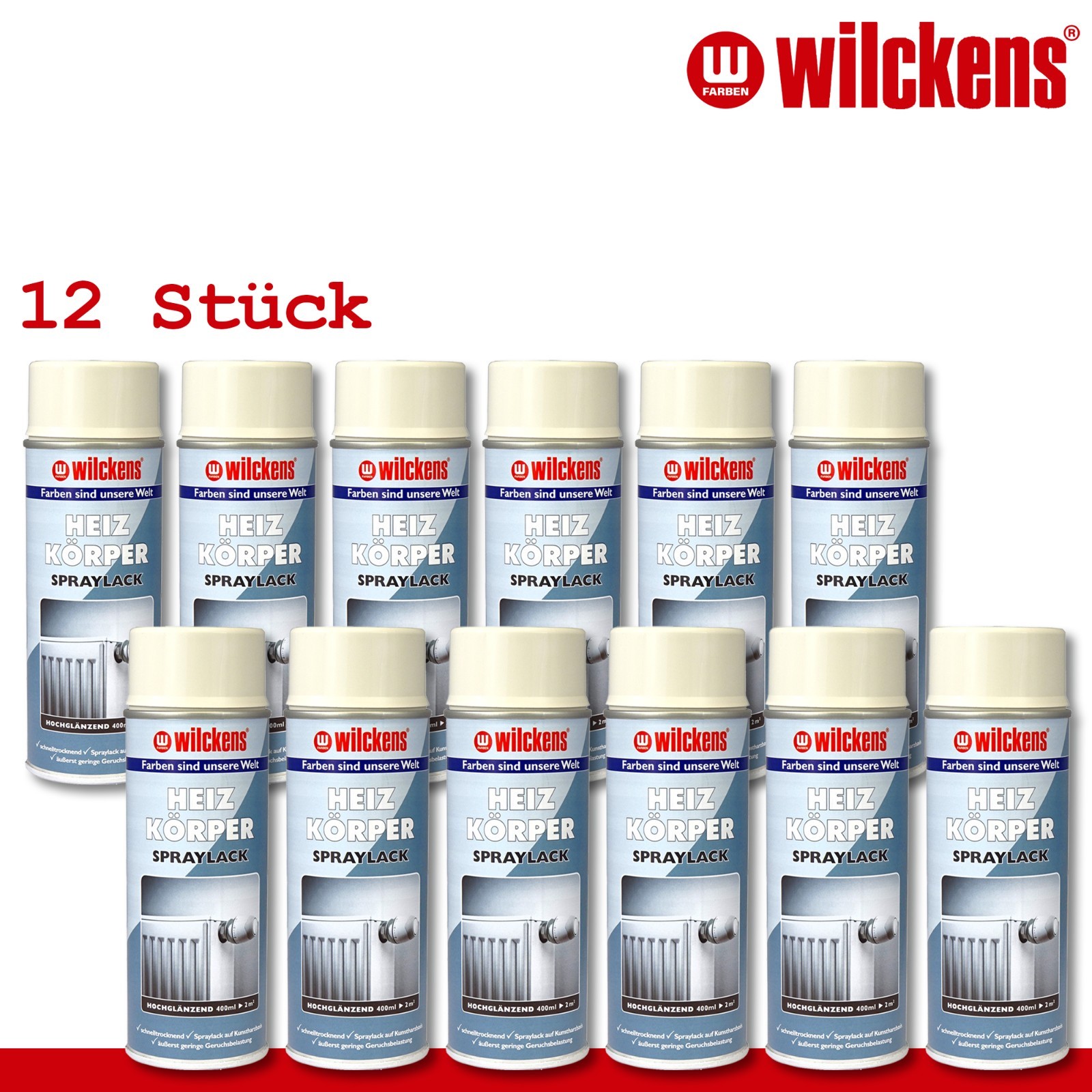 Wilckens 12 X 400 Ml Pintura En Spray Para Radiadores Brillante Color Crema