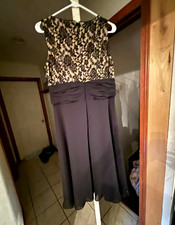 Studio 1940 Women’s Size 12 Black/Beige Lace Bodice A-Line V-Neck Long Dress