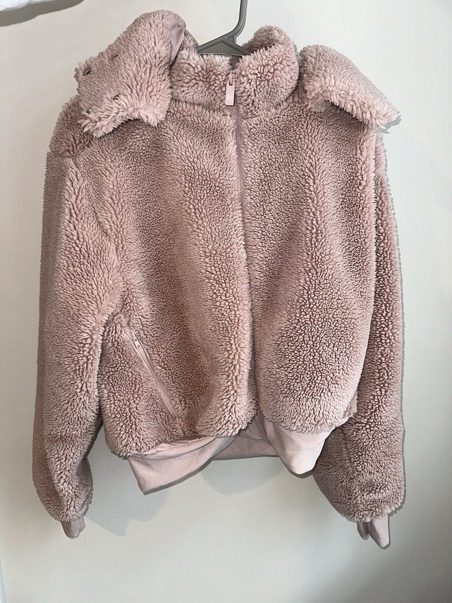 ALO YOGA Pale Mauve Pink Foxy Sherpa Zip Jacket Size M *Sold Out