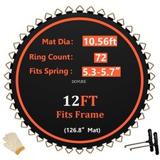 Doyuee Trampoline Mat  10.56ft/126.8in Diameter Mat with 72 Rings,Fits 12FT Tr...