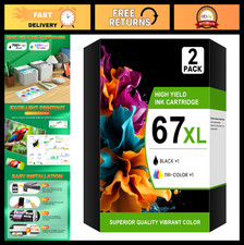 High-Yield 67XL Ink Cartridges Combo Pack - Black  Color for HP Printers 2-Pack
