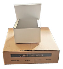 50 Uline Gift Boxes 9"x 9"x5 1/2" White Gloss Fold  Tuck Top Bakery Food Safe