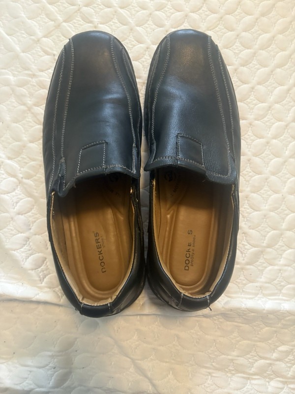 MENS BLACK LEATHER DOCKERS SZ 13M