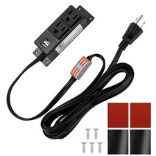 Gun Safe Power Outlet Strip With 2 Usb Ports. 10 Ft Flat Ac Cable With Removable