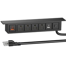 Under Desk Power Strip with 20W USB C, 8-in-1 Desk Outlet Station, 4 AC Outle...