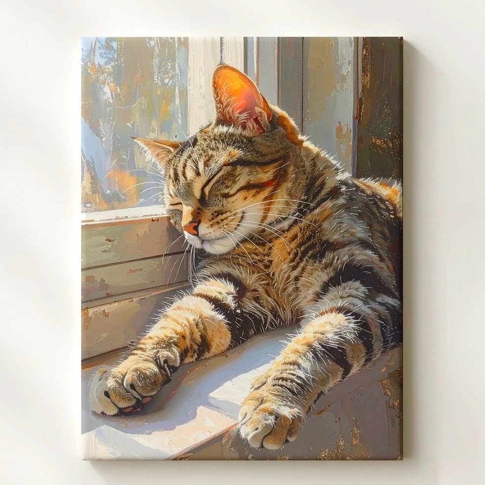 Wall Art Sunlit Tabby On Windowsill Canvas Peaceful Realistic Cat Home Should
Opens in a new window 