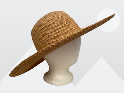 Liz Claiborne Women's 100% Natural Straw Wide Brim Woven Sun Hat See Sz Estimate
