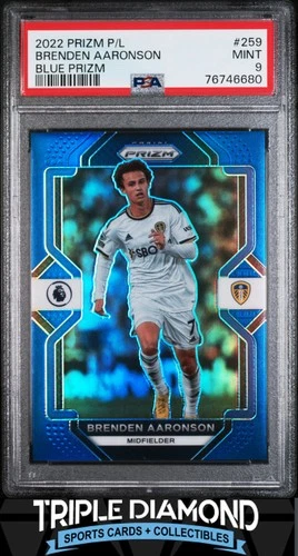 2022-23 Panini Prizm EPL Brenden Aaronson Blue Prizm #005/175 PSA 9 L128
