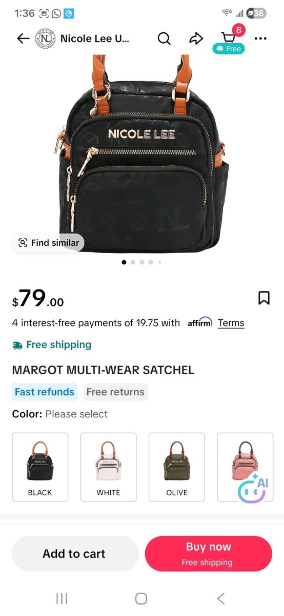 Nicole Lee New Mini Backpack and MULTI-WEAR Bag | eBay display picture 1