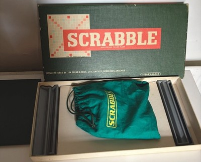 Vintage Scrabble Brettspiel J.W. Spears England komplett grüne Box