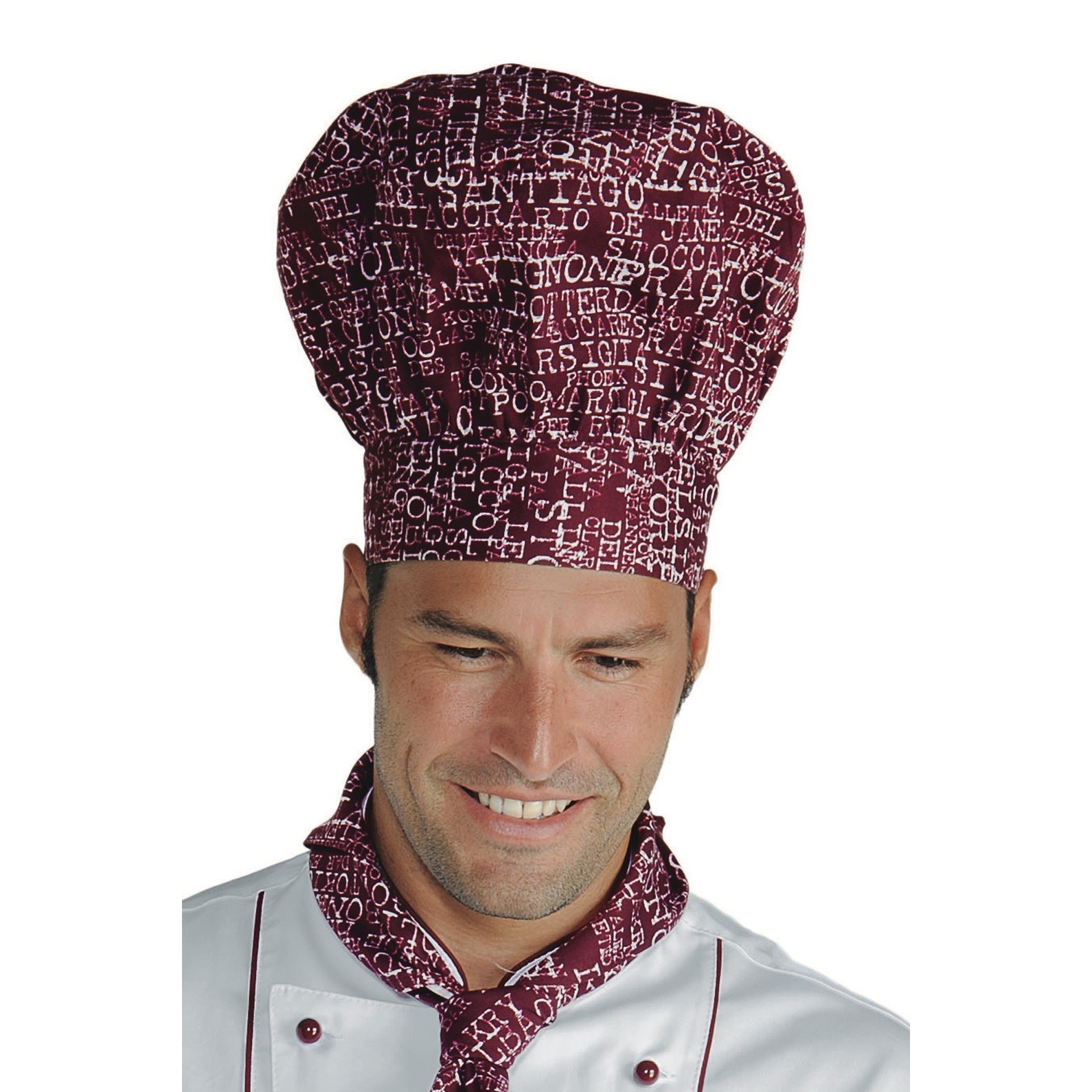 City03 Bordeaux Adjustable Unisex Chef Hat In Cotton Isacco Chef Uniform