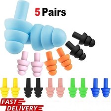 Ear Plugs 5 Pairs Soft Reusable Ear Plug for Noise Cancelling Sleep Swim & Work*