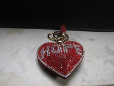 Full Crystall Fushsia Colot Key chain for Women w Sparkly Rhinestone Heart Shape