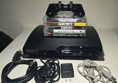 Sony PlayStation 3 Console PS3 Slim 320GB & 9 Games Controller 