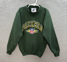 Vintage Green Bay Packers Sweatshirt Boys Small Green Crewneck Embroidered 90s
