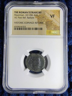 286 310AD Roman Tetrarchy Maximian AE Post Reform Radiate NGC VF