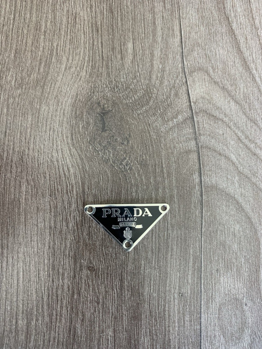 Prada Replacement Triangle Metal Black Logo Plate For Repair 1,5