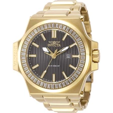 Invicta Men's Watch Akula Gunmetal Dial Yellow Gold Bracelet Crystal 49137