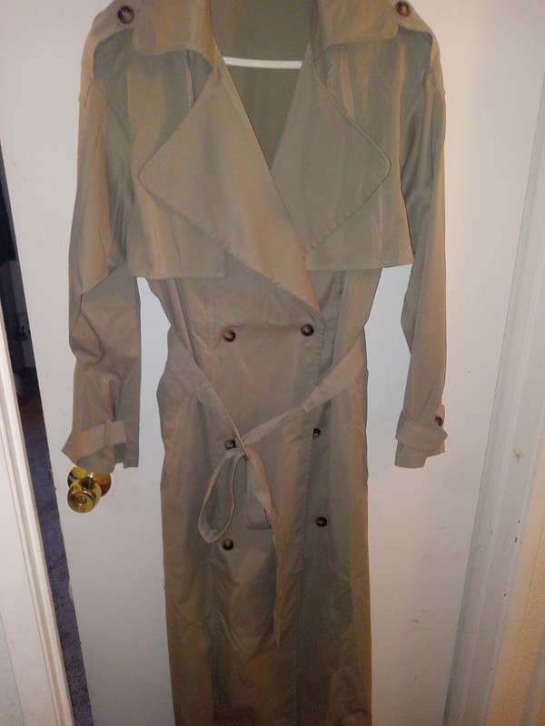 Women's Beige Double-Breasted Belted Long Trench Coat Plus Size 1XL