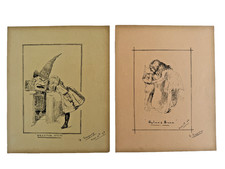 Lewis Carroll Sylvie And Bruno 1898 Original Pen Ink Drawings Pair D Gregory