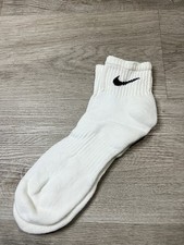 Vintage Nike Swoosh Logo Ankle Socks Size 10-13 White Black Logo Sports 90s USA