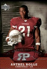 2005 Upper Deck Rookie Prospects #RP-AN Antrel Rolle RC Cardinals football card. rookie card picture