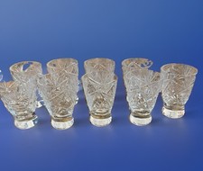 Vintage Set of 9 Crystal Shot Glasses. Soviet...