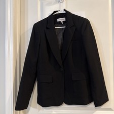 Calvin Klein Women  s Size 10 Black One-Button Notch Lapel Lined Blazer Jacket