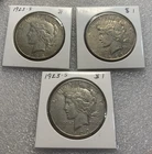 1923 Peace Dollar  3 $1 Silver Coin Lot