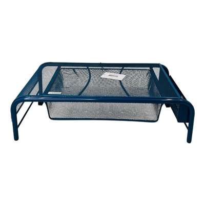 Mind Reader Metal Mesh Monitor Stand 3 Compartment Turquoise 20'' x 11.5'' x 5.5''