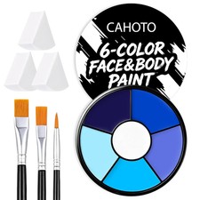 6 Colors Blue Face Body Paint With 3 Sponges 3 Brushes