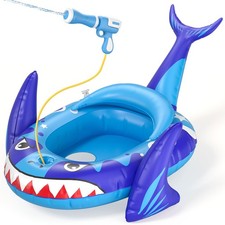 Kids Pool Floats with Water Gun, Shark Toddler Inflatable Pool Toys for Kids ...