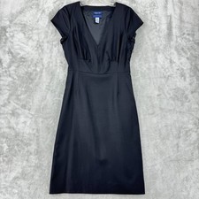 J Crew Dress 2 Super 120s Wool Sheath Career Classic Minimalist Career Zip Black