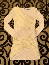 Alice + Olivia Long Sleeve Goddess Silk Wrap Nude Mini Dress Retail $330 READ !!