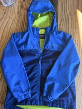 Eddie Bauer Kids Hooded Windbreaker Jacket Blue Green Size S 7/8 Lightweight