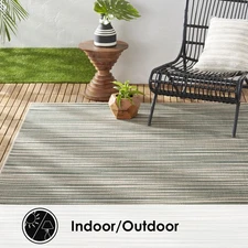 Nicole Miller Designer Area Rug Green Modern Striped Ultra Soft Polypropylene